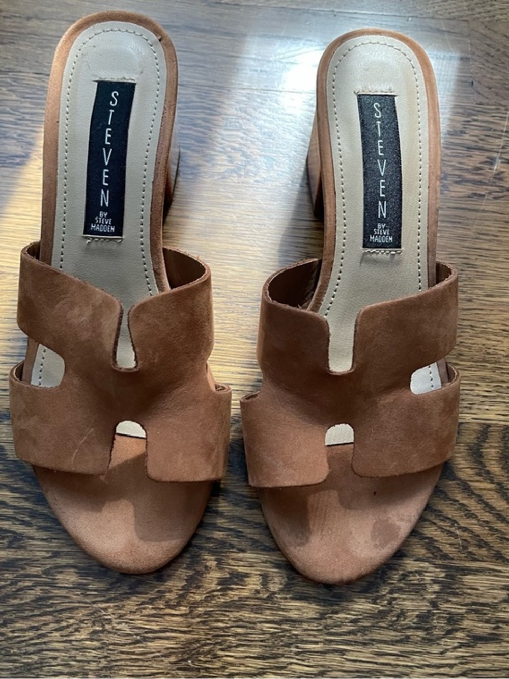 Steven By Steve Madden Tan Suede Slide Mules